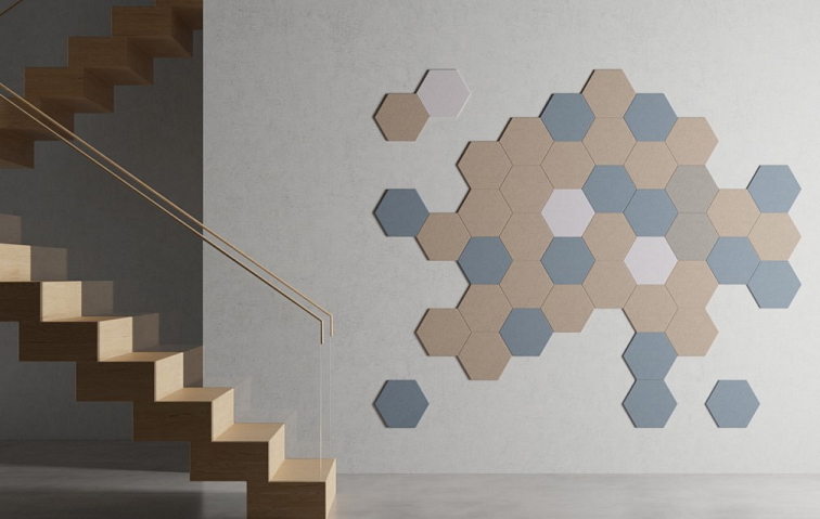 Akustické designové nástěnné panely Smit Visual Hexagon 8 mm