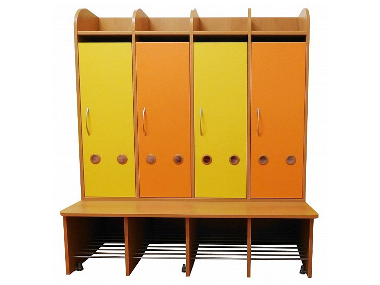 Šatní skříň Profi 4-místná, 119x130x54 cm pro mateřské školy