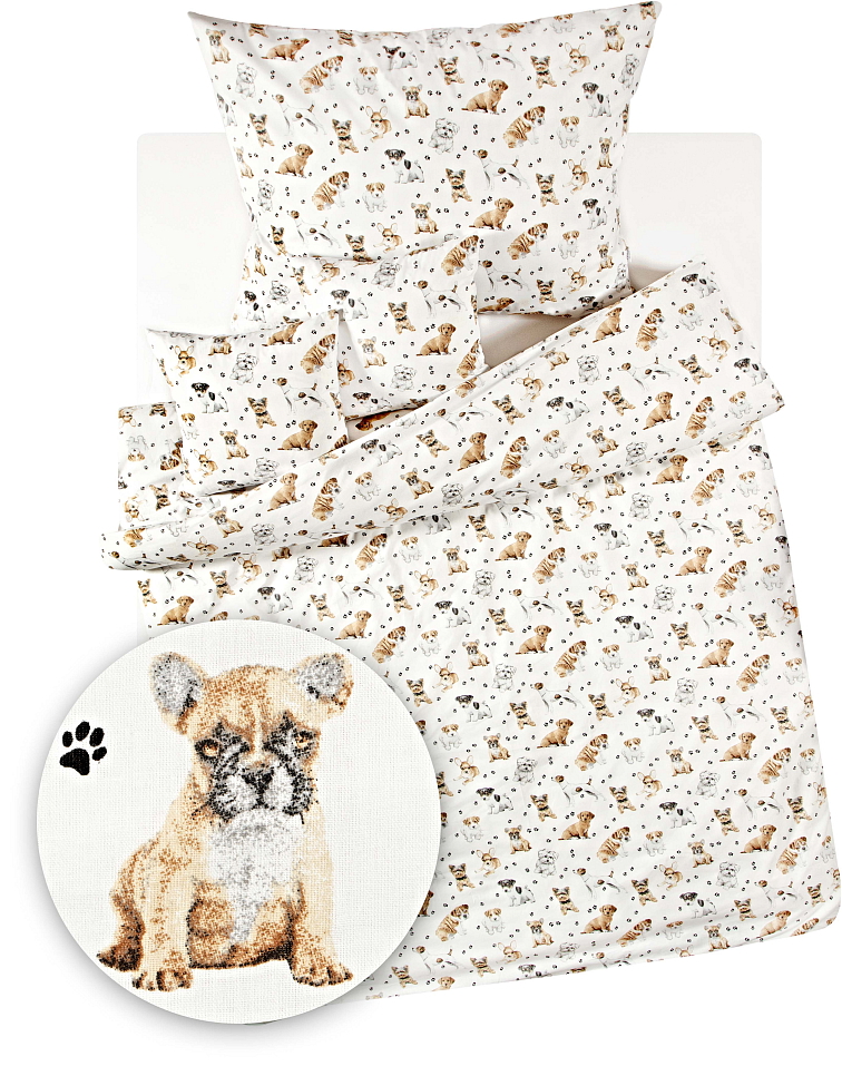 Bavlněné povlečení Roztomilí pejsci bílé