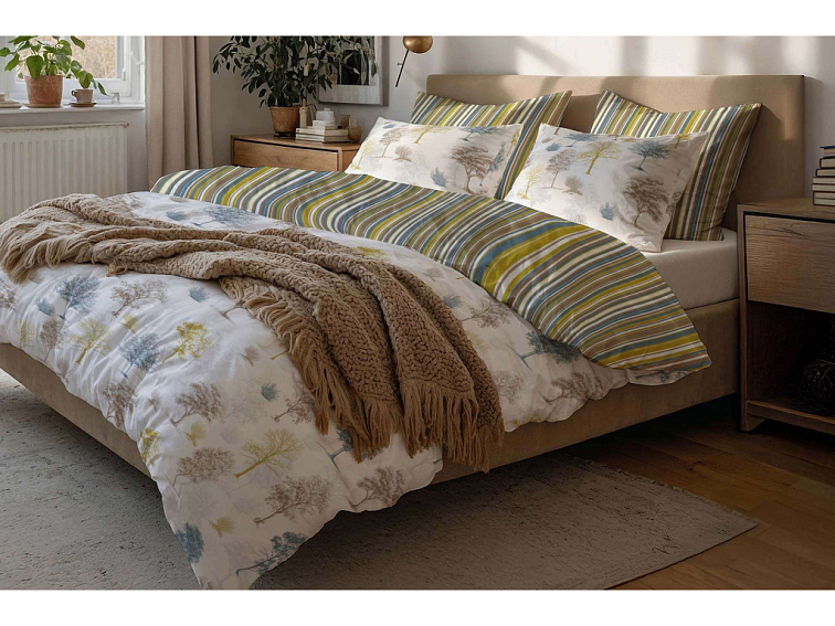 Bavlnené obliečky Tiene stromov s pruhom - farebné