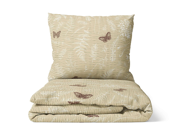 Krepové povlečení V kapradinách - hnědobílá