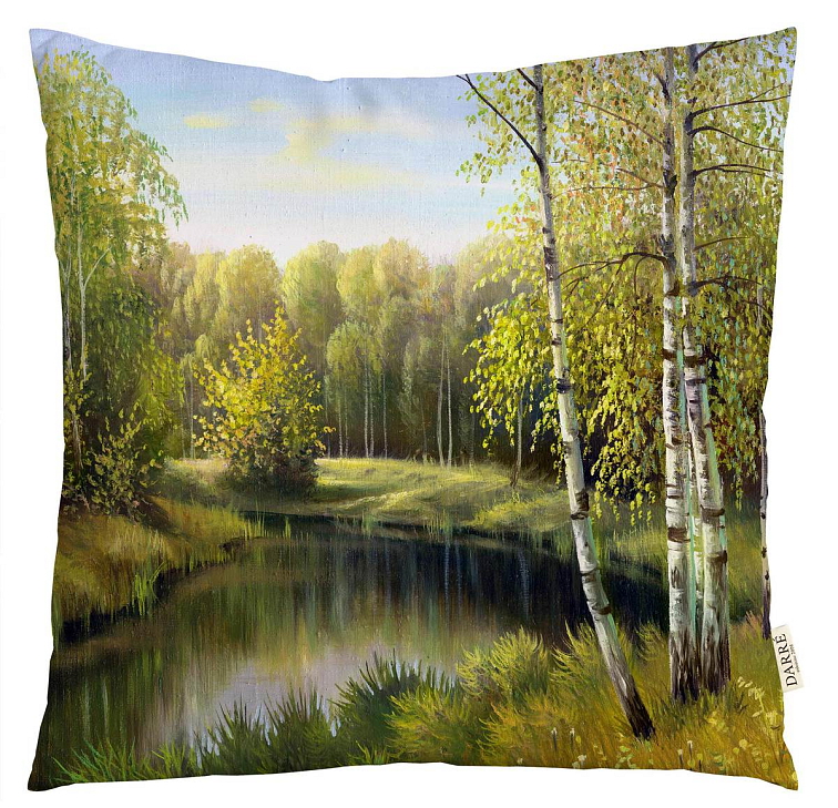 Dekorační povlak na polštářek Bříza u jezera
