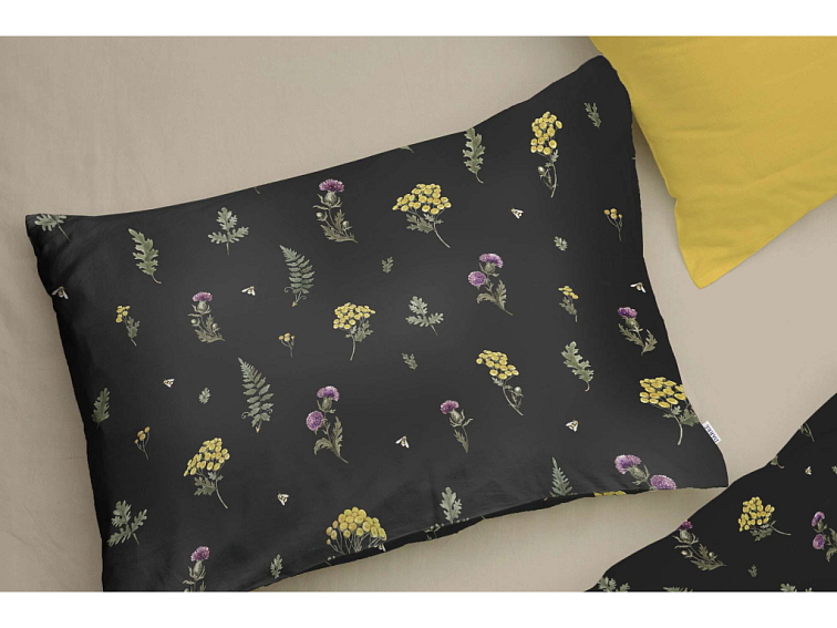 Bavlnené posteľné prádlo Vôňa vidieka - čierne