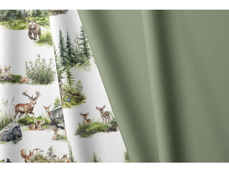 Bavlnené posteľné prádlo Zvieratká v divočine lesnej zelenej - duo