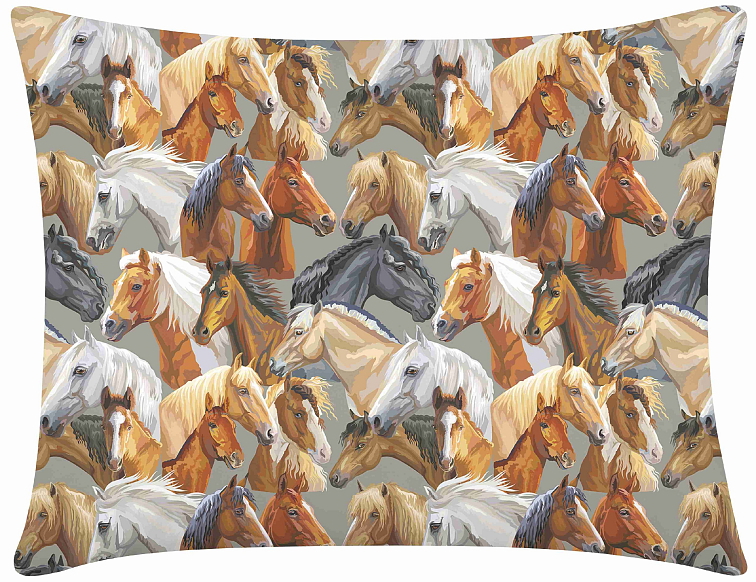 Bavlněné povlečení do postýlky Koníčci šedé