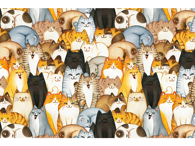 Bavlněné povlečení do postýlky Kočky