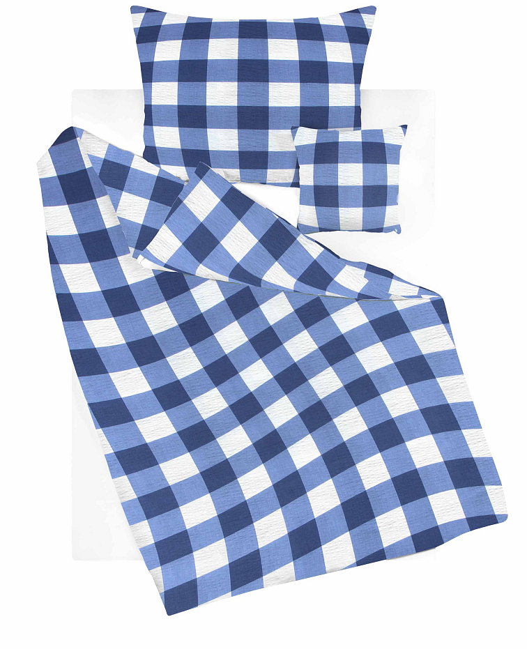 Krepové povlečení Kostky - modré