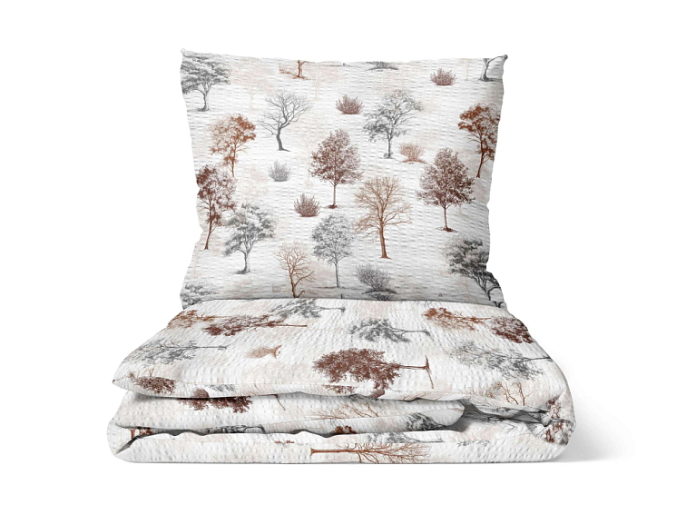 Krepové obliečky Stíny stromov - hnedé