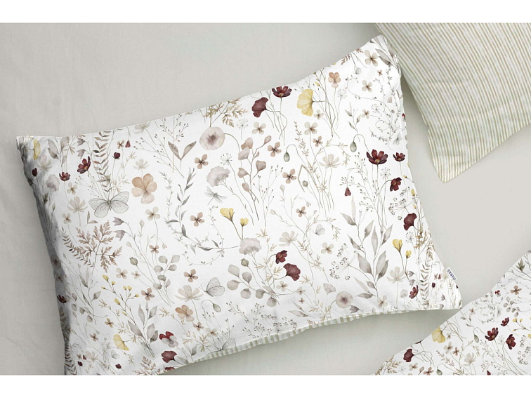 Bavlnené posteľné prádlo Kvetinová nežnosť s pruhmi - duo