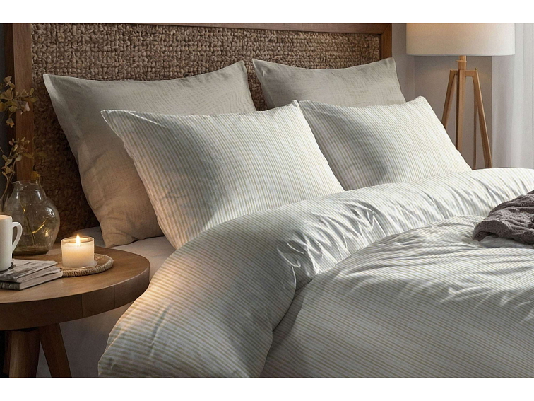 Bavlněné povlečení Proužky - béžové