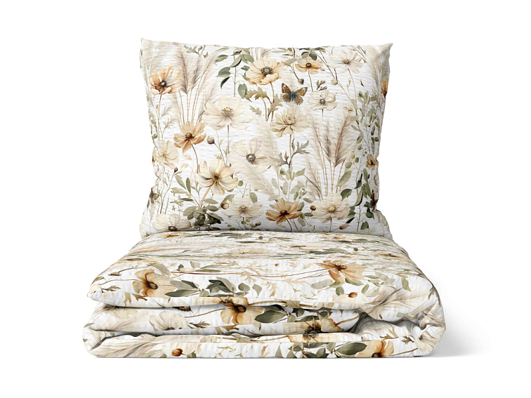 Krepové povlečení Květinová zahrada - bílé
