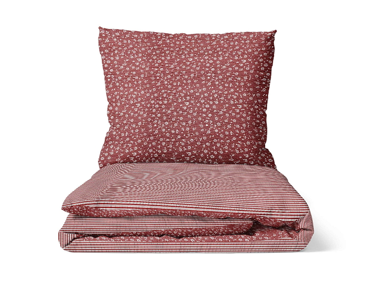 Krepové povlečení Borghese tmavě červené s pruhem