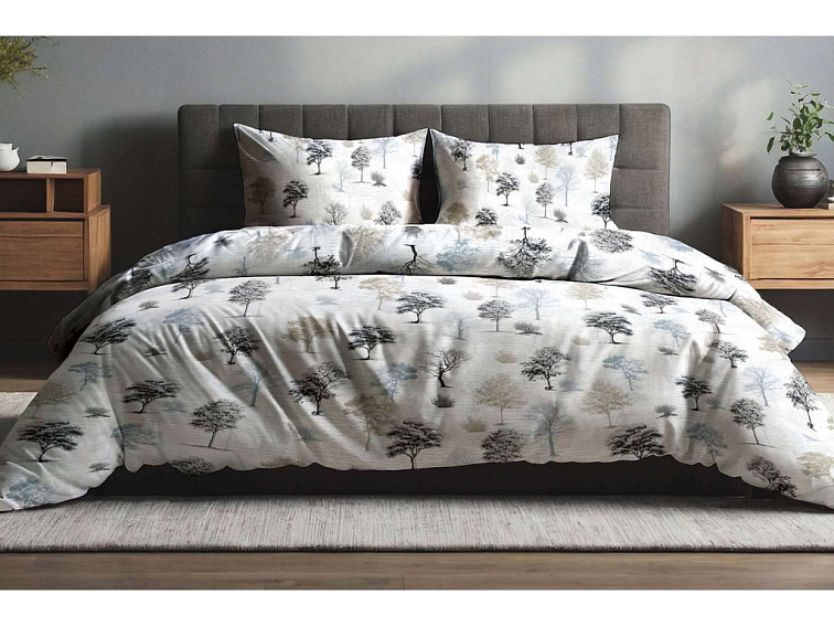 Krepové povlečení Stíny stromů - zemité