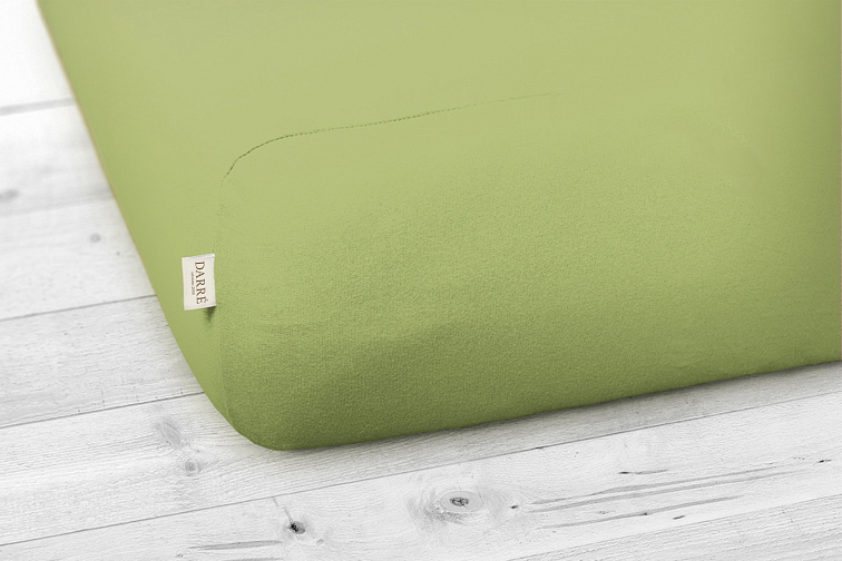 Jersey prostěradlo středně zelené na výšku matrace do 20 cm