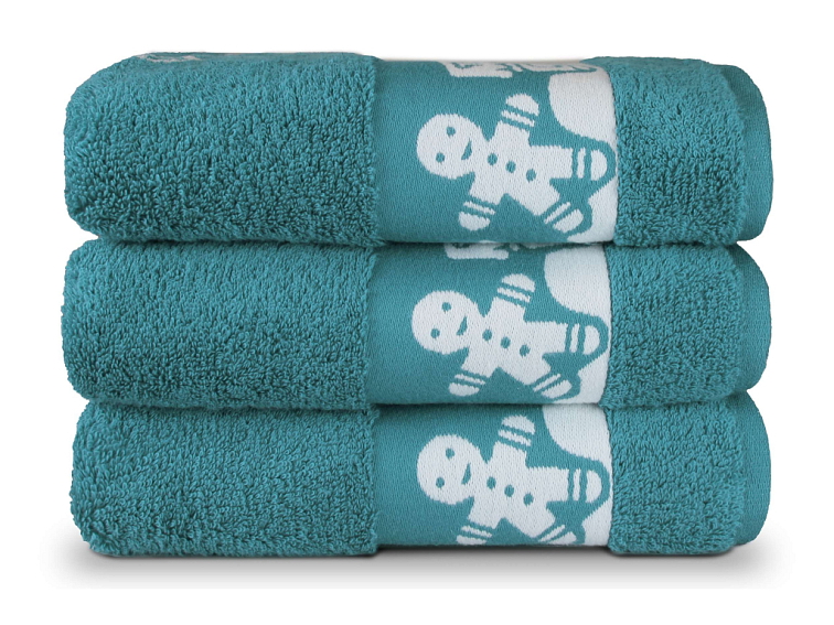 Ručníky a osuška Vánoční perníčky - tyrkysová