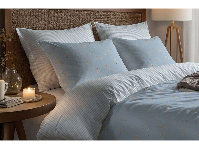 Bavlněné povlečení Sedmikrásky - modré