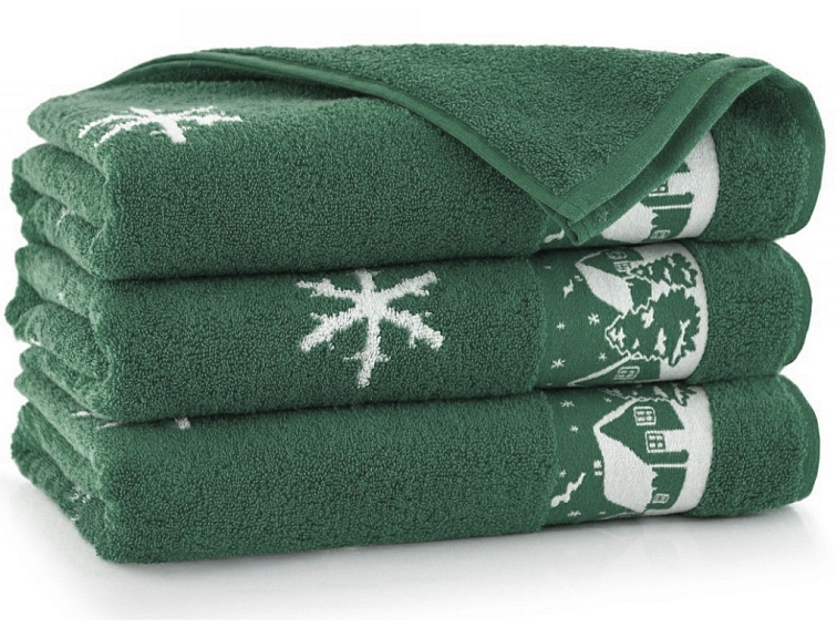 Ručníky a osuška Vánoční chaloupky - zelená