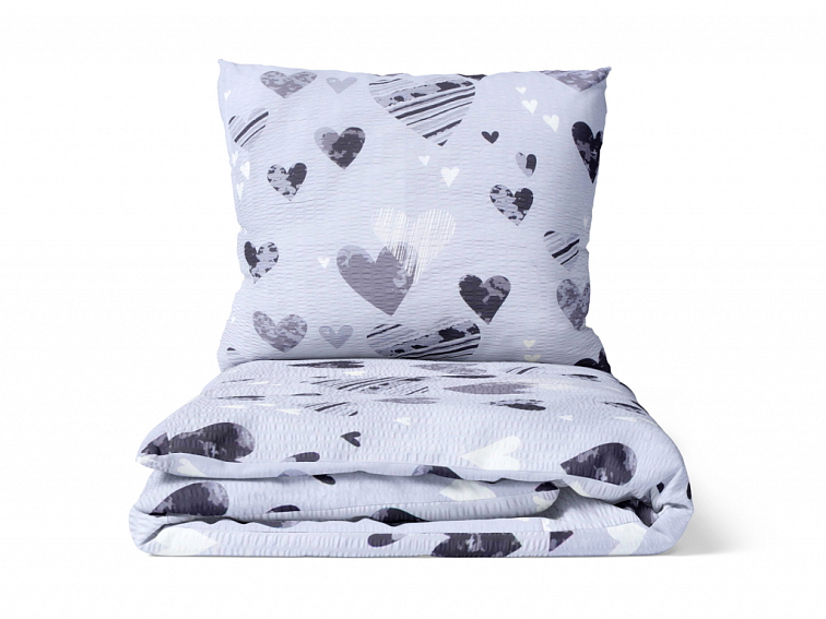 Krepové povlečení Maskáčové srdce - šedá