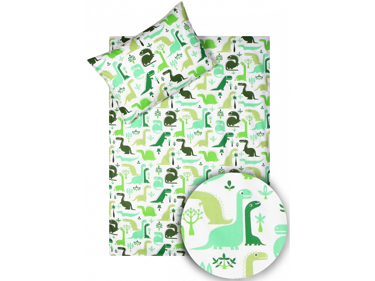 Bavlněné povlečení do postýlky Dino zelené