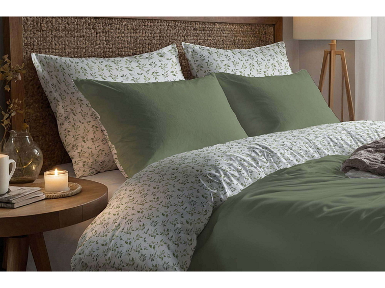 Bavlnené obliečky Ozveny listov lesnej zelenej - duo