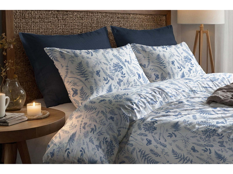 Bavlněné povlečení V kapradinách - bílomodrá