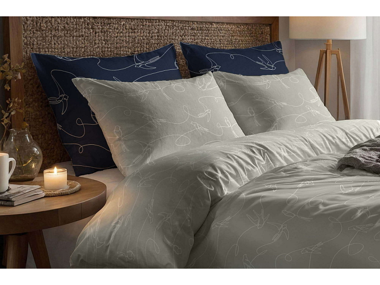 Bavlněné povlečení Vlaštovky v letu - béžové