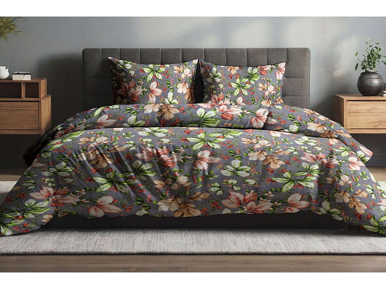 Krepové povlečení Podzim - šedé