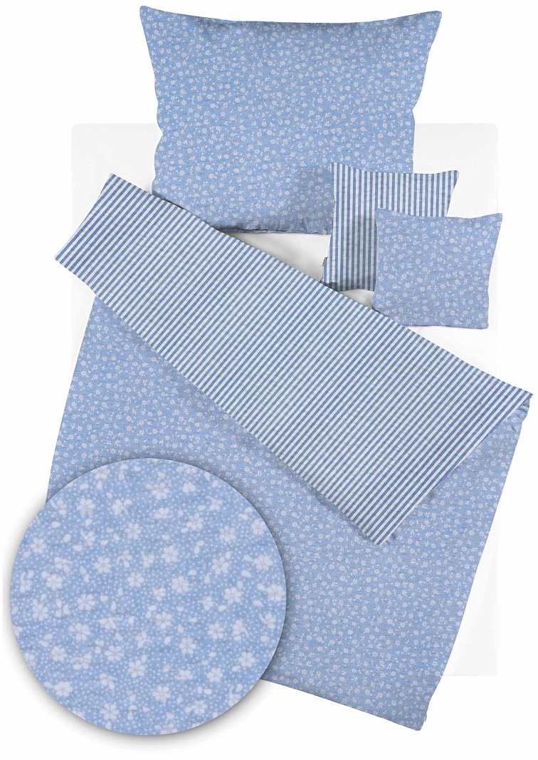 Krepové povlečení Venkovský sen - světle modré