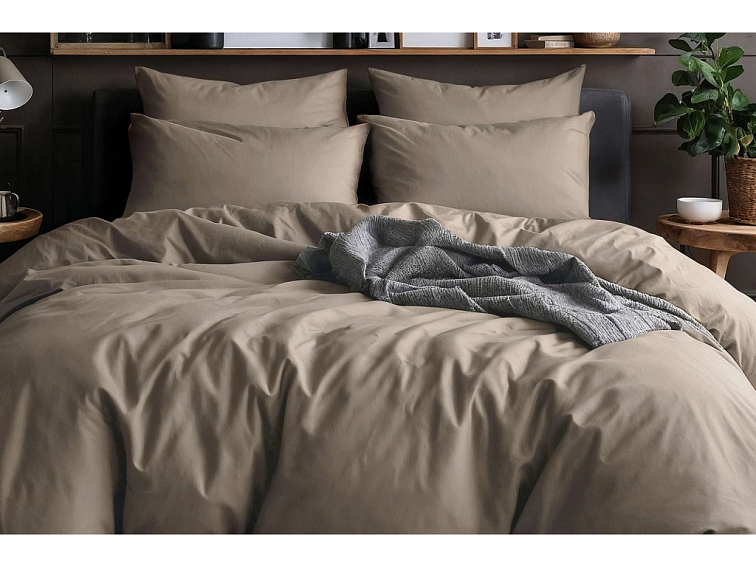 Bavlněné povlečení Jednobarevné perkálové - světle hnědé