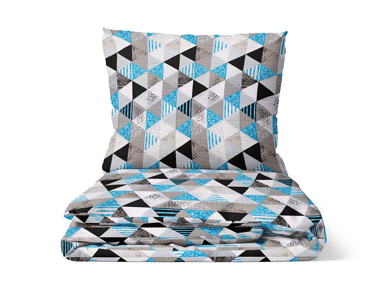 Krepová posteľná bielizeň Triangl - tyrkysová 2