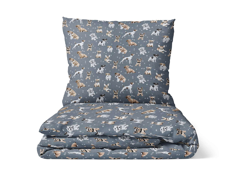 Bavlněné povlečení Roztomilí pejsci šedé