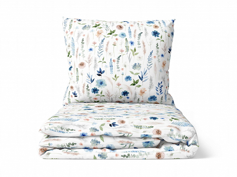 Bavlněné povlečení Boho zahrada - modré