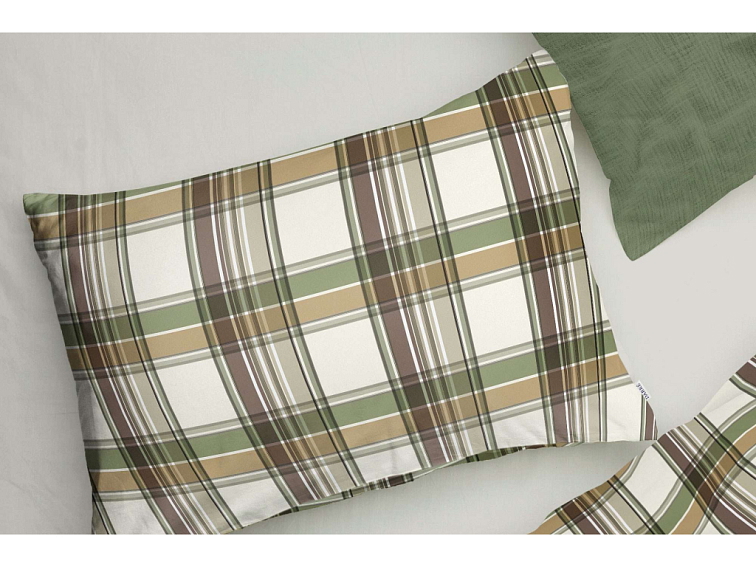 Povlak na polštář Kostka - zelenohnědý