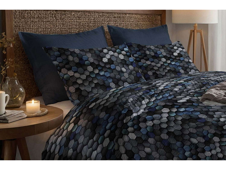 Krepové povlečení Earth - modré