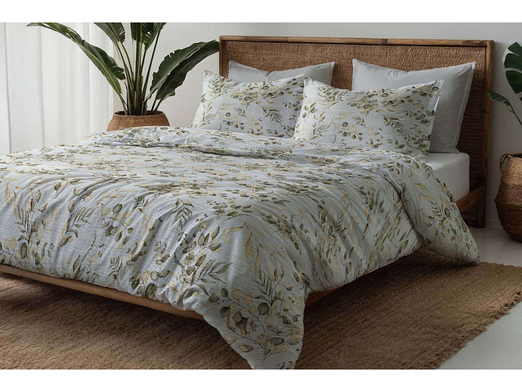 Krepová posteľná bielizeň Eukalyptová harmónia