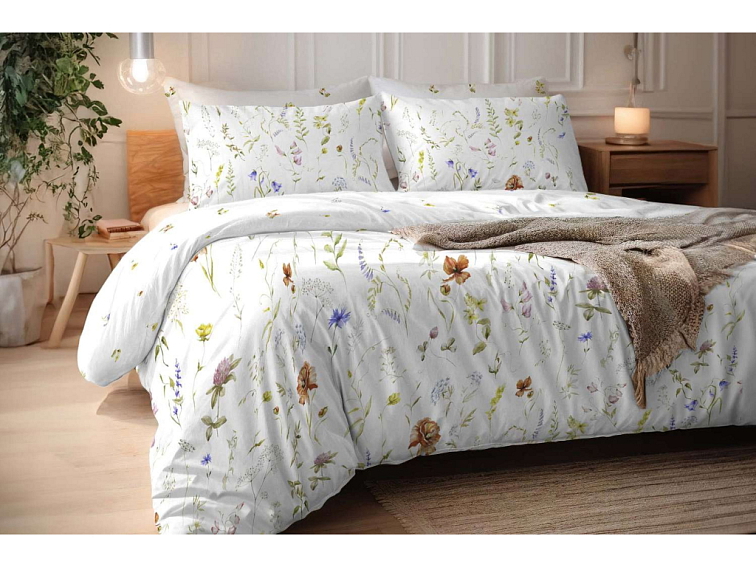 Bavlnené povlečenie Malovaná lúka - biele