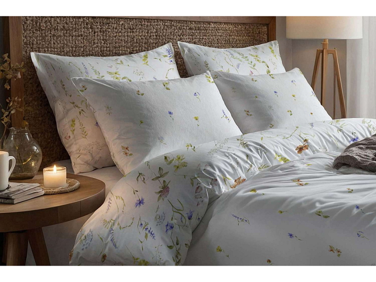 Bavlnené povlečenie Malovaná lúka - biele