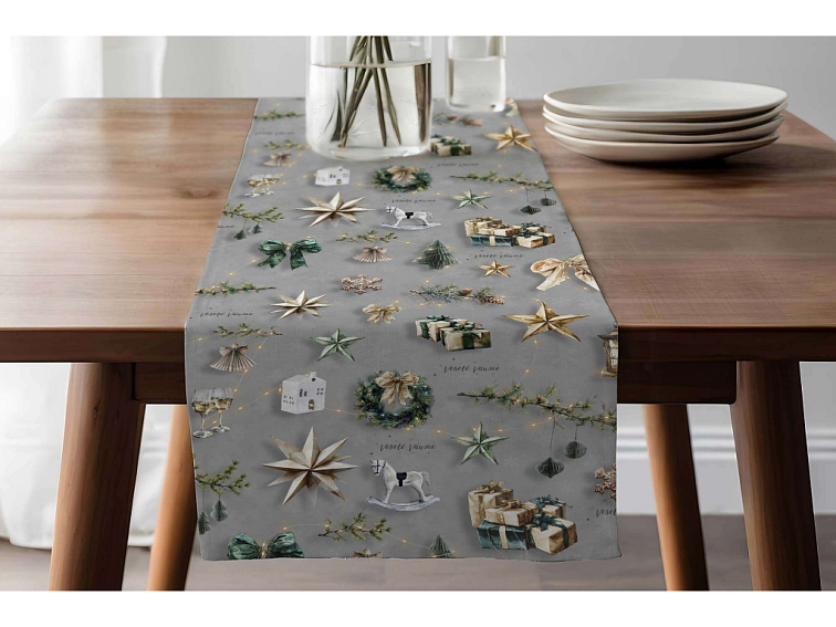 Bavlnený behúň Kouzlo Vianoc - šedý