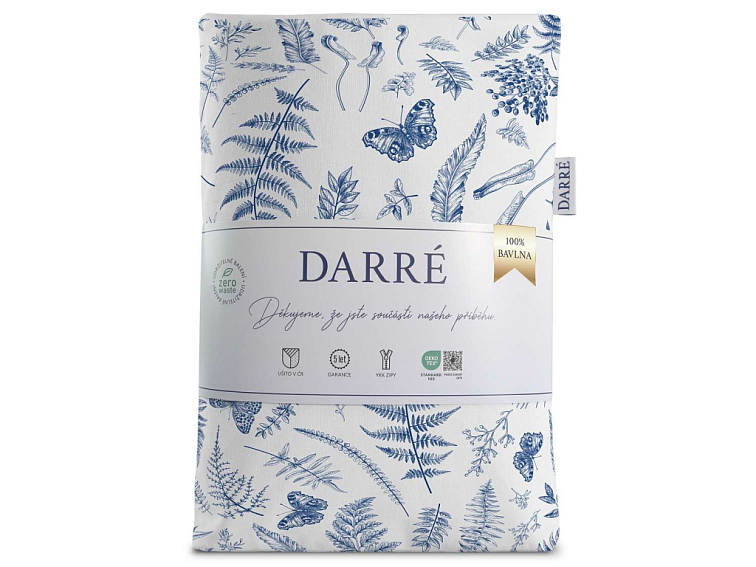 Bavlněné povlečení V kapradinách - bílomodrá