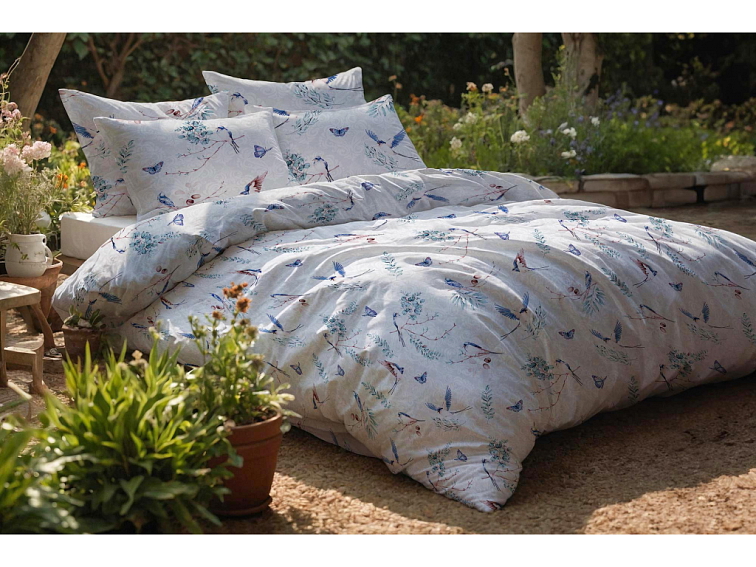 Bavlněné povlečení Nebeská zahrada - šedé