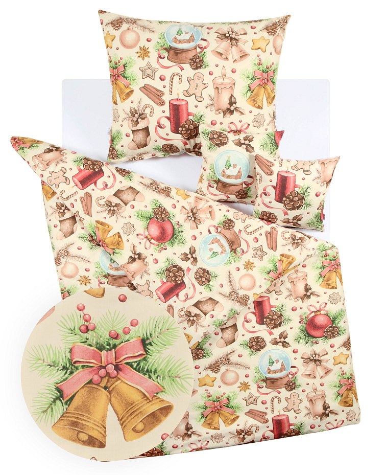Bavlněné povlečení Vánoční perníček béžové
