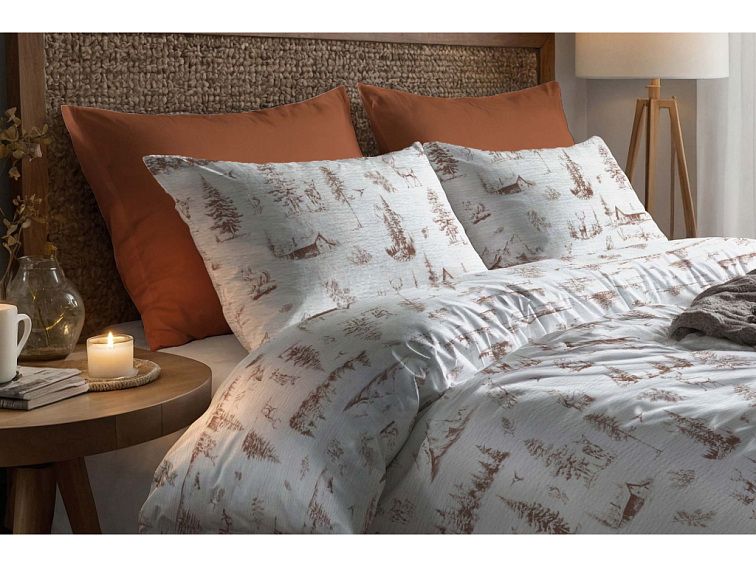 Krepové povlečení Divoká příroda - hnědé