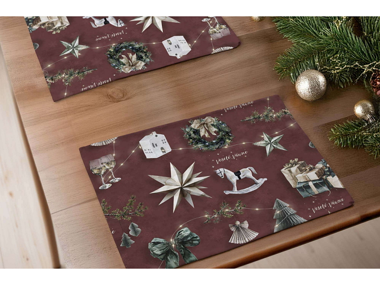 Bavlněné prostírání na stůl Kouzlo Vánoc - červené