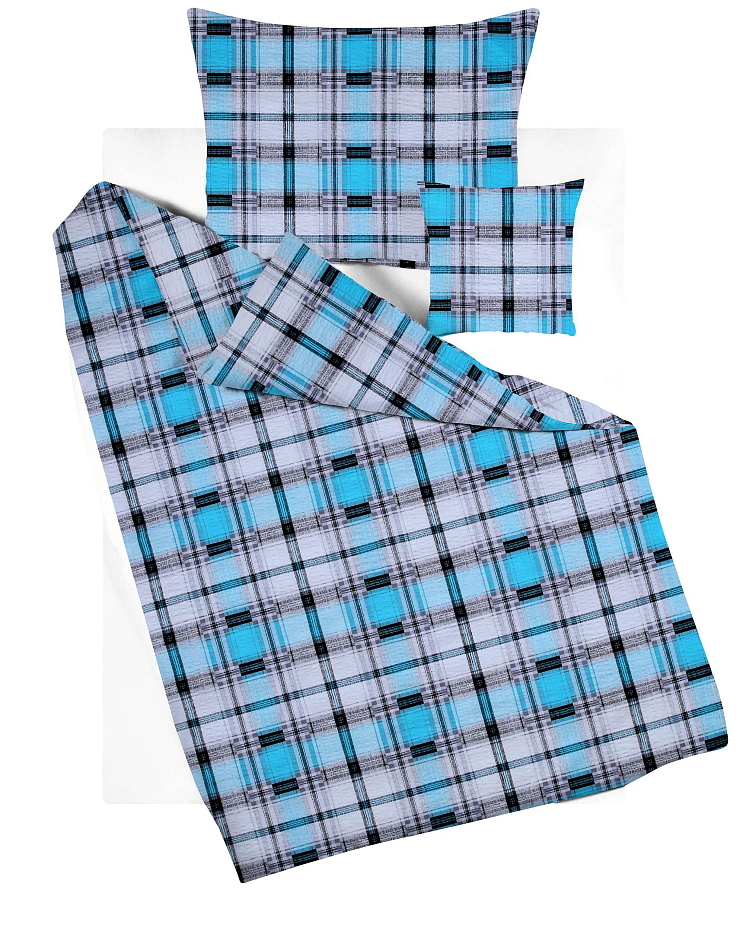 Krepové povlečení Kostka - modré