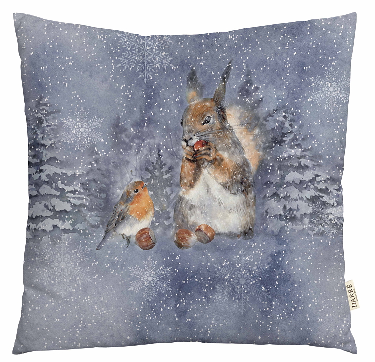 Dekorační povlak na polštářek Veverka s ptáčkem