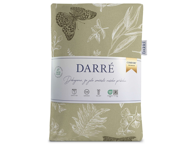 Bavlněné povlečení V kapradinách s pruhem - hnědobílé