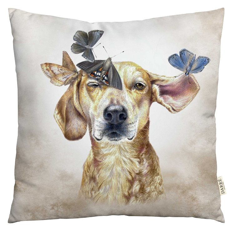 Dekorační povlak na polštářek Labrador s motýlky