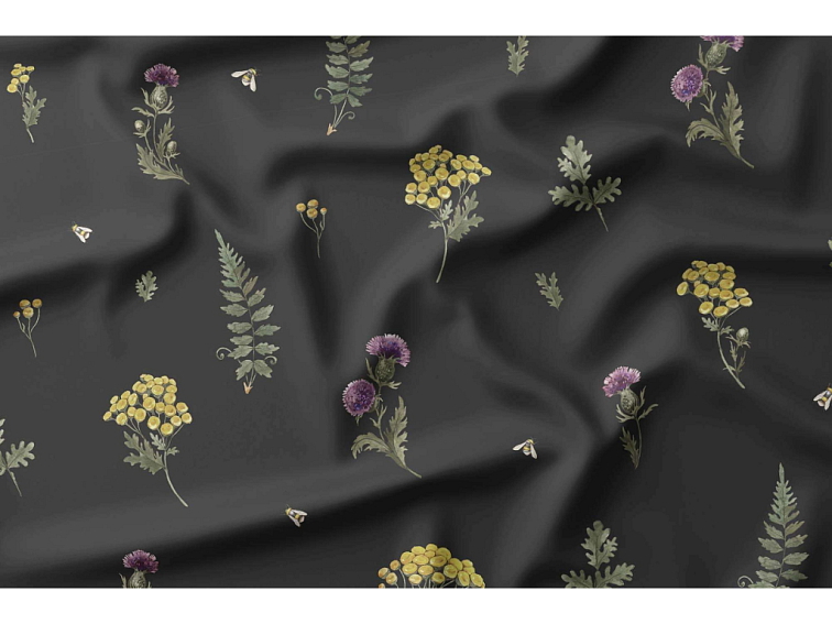 Bavlnené posteľné prádlo Vôňa vidieka - čierne