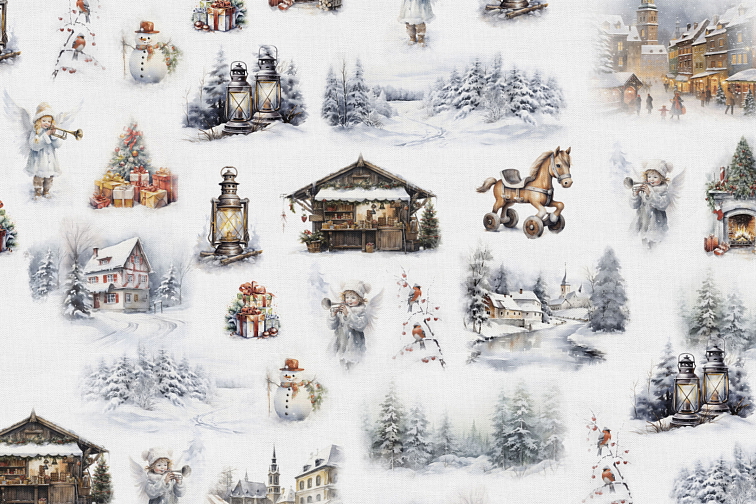 Bavlněný ubrus České Vánoce