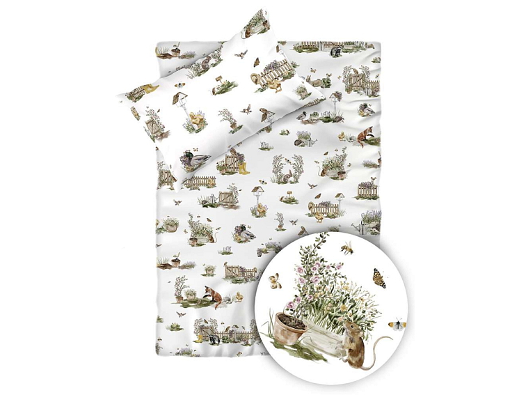 Bavlnené povlečenie do postieľky Zvieratká na záhrade